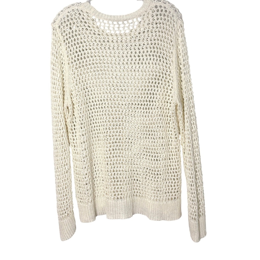 Ann Taylor Womens Open Knit Fisherman Sweater XXL Coastal Euro Summer Beachy - Picture 3 of 10